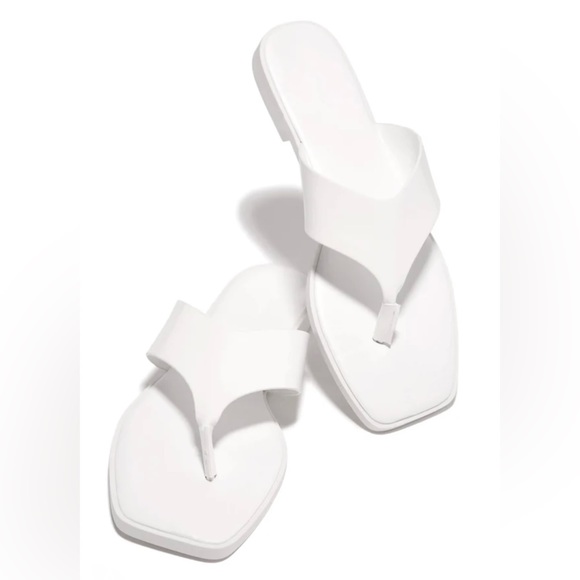 White Thong Slip On Sandal - Picture 2 of 6